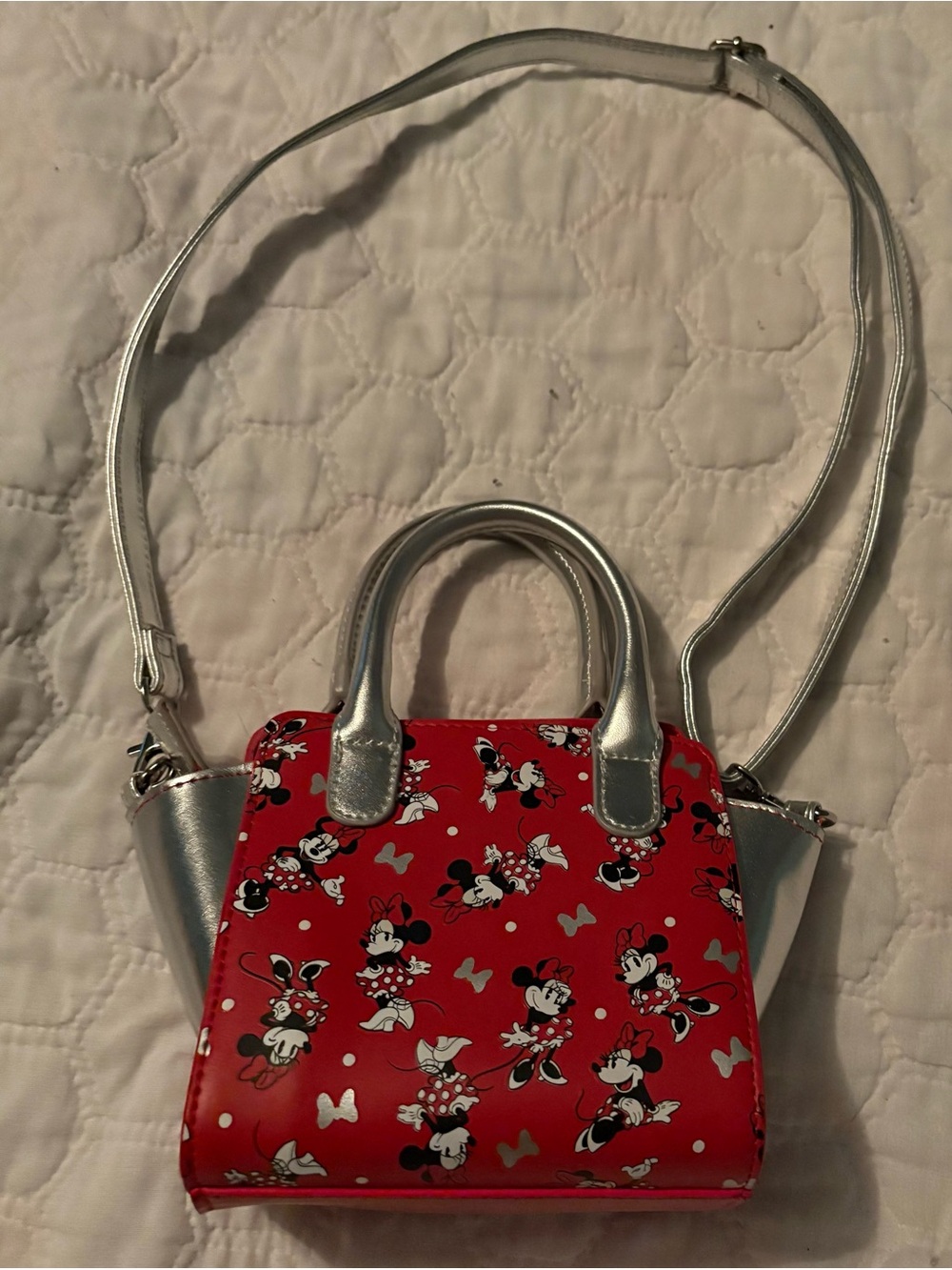 Disney Red Minnie Mouse Mini Crossbody with Silver Accents